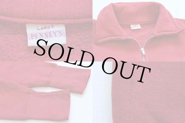 50s PENNEY'S 襟付き ハーフジップ スウェット 赤 L - Sixpacjoe Web Shop
