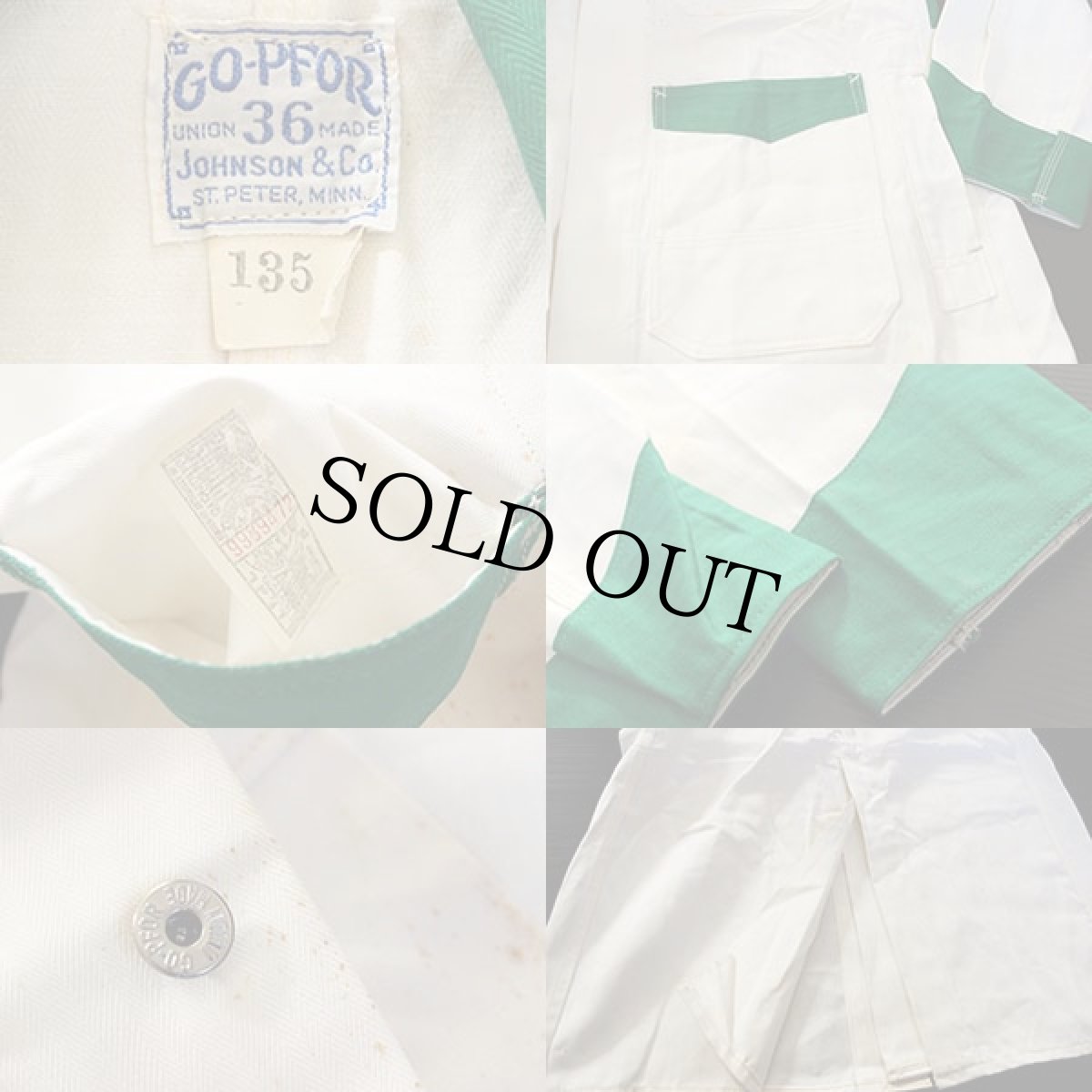 画像3: デッドストック★50s GO-PFOR ヘリンボーン ショップコート 生成り 36 (3)