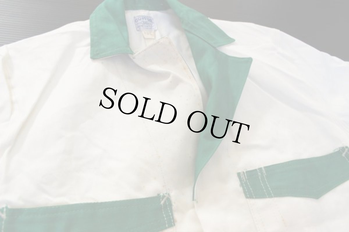 画像2: デッドストック★50s GO-PFOR ヘリンボーン ショップコート 生成り 36 (2)