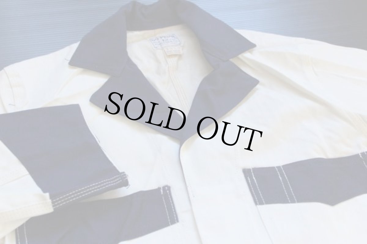 画像2: デッドストック★50s GO-PFOR ツートン HBT ヘリンボーンツイル ショップコート 生成り 32 (2)