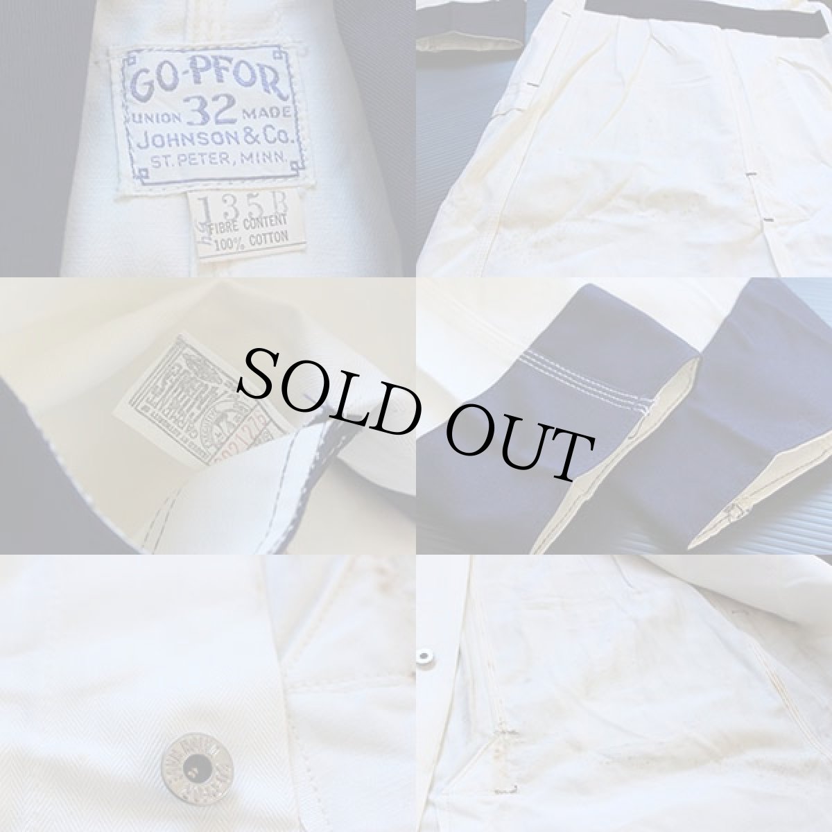 画像3: デッドストック★50s GO-PFOR ツートン HBT ヘリンボーンツイル ショップコート 生成り 32 (3)