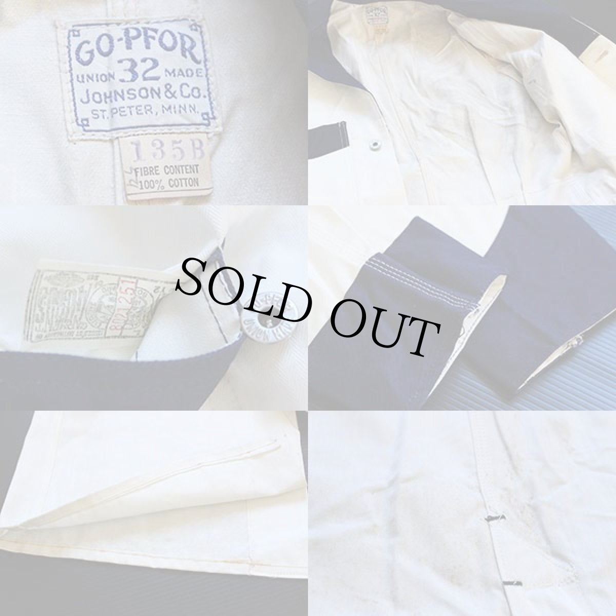 画像3: デッドストック★50s GO-PFOR ツートン HBT ヘリンボーンツイル ショップコート 生成り 32 (3)