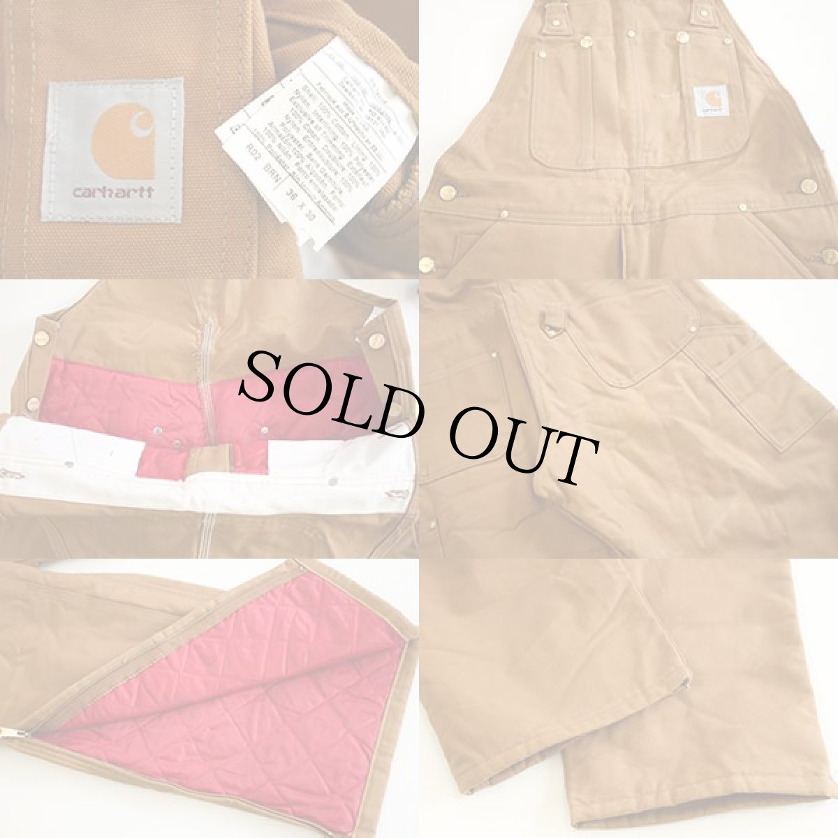 画像3: 90s USA製 carharttカーハート キルティングライナー ダブルニー オーバーオール 36 (3)