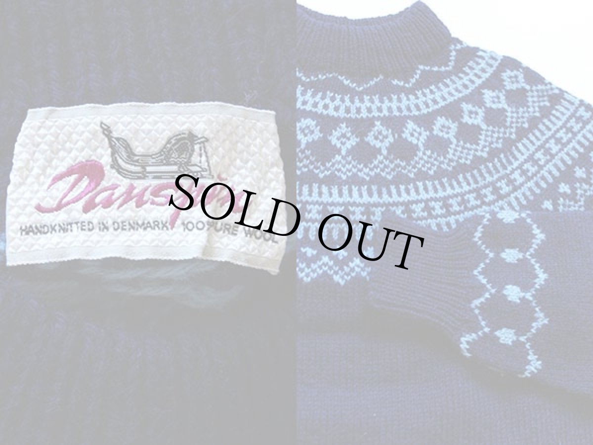 画像3: デンマーク製 Danspun 丸ヨーク ノルディック柄 ウール ハンドニット セーター (3)