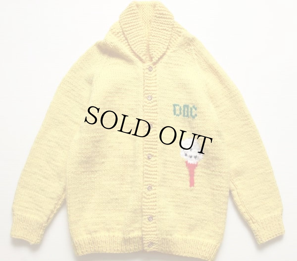 画像2: ゴルフ柄 カウチンセーター 黄 (2)