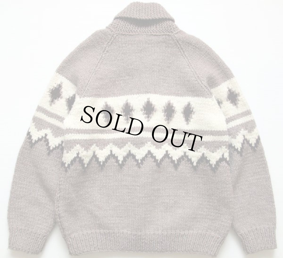 画像2: 60s ダイヤ柄  ウール カウチンセーター (2)