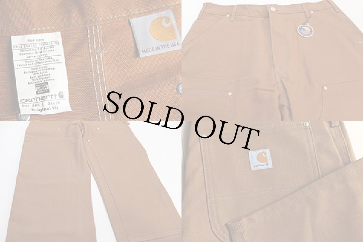 画像3: デッドストック★USA製 carharttカーハート ダック地 ダブルニー ワークパンツ 34x36 (3)