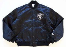 画像1: 90s USA製 STARTERスターター NFL RAIDERSレイダース ナイロンスタジャン 黒 L (1)