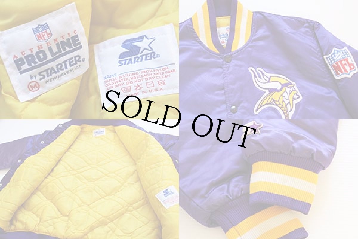 画像3: 90s USA製 STARTERスターター NFL VIKINGS ナイロンスタジャン M (3)