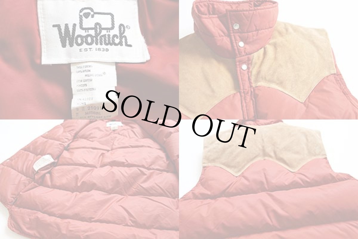 画像3: 70s Woolrichウールリッチ レザーヨーク切り替え ダウンベスト M (3)