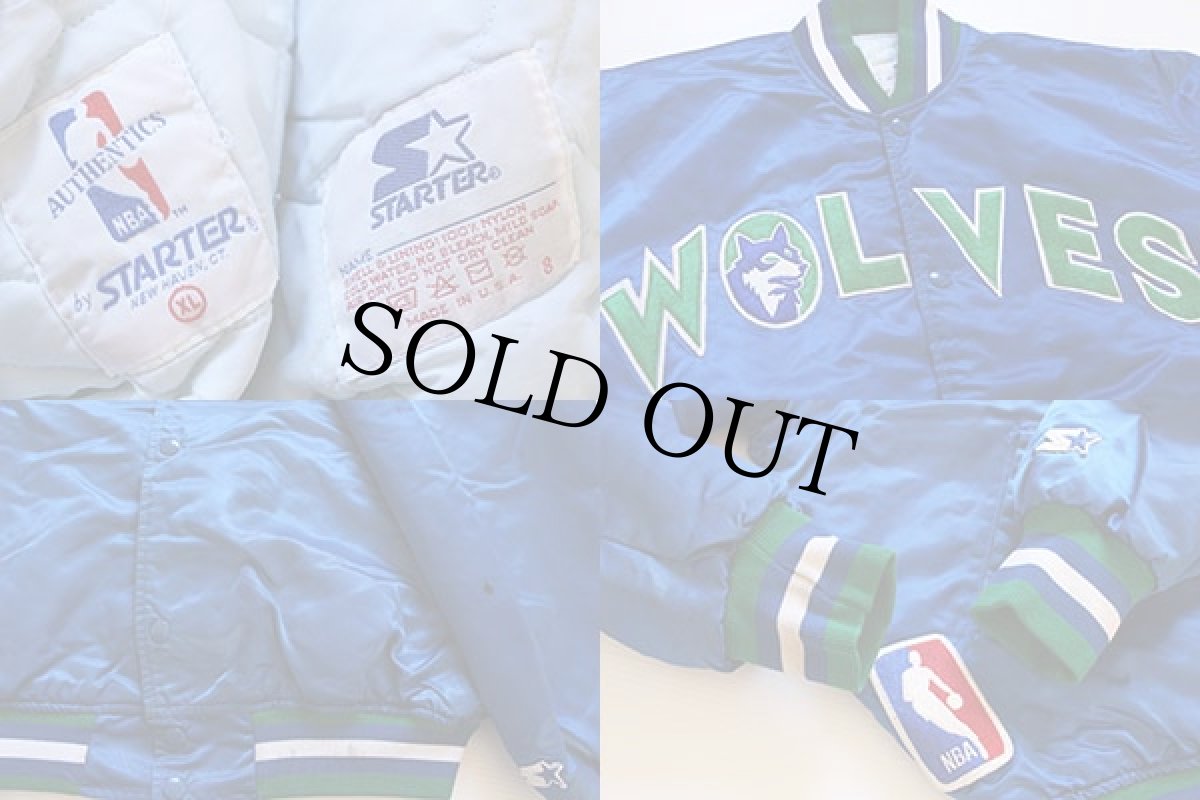 画像3: 90s USA製 STARTERスターター NBA WOLVES ナイロンスタジャン XL (3)