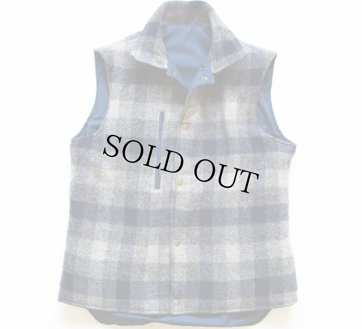 画像2: 70s Woolrichウールリッチ リバーシブル ベスト 紺 M (2)