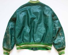 画像2: 80s TROPHY JACKETS オールレザー スタジャン 緑 M (2)