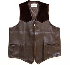 画像1: 70s Custom Coat ヨーク 切り替え ディアスキン レザーベスト 焦げ茶 (1)