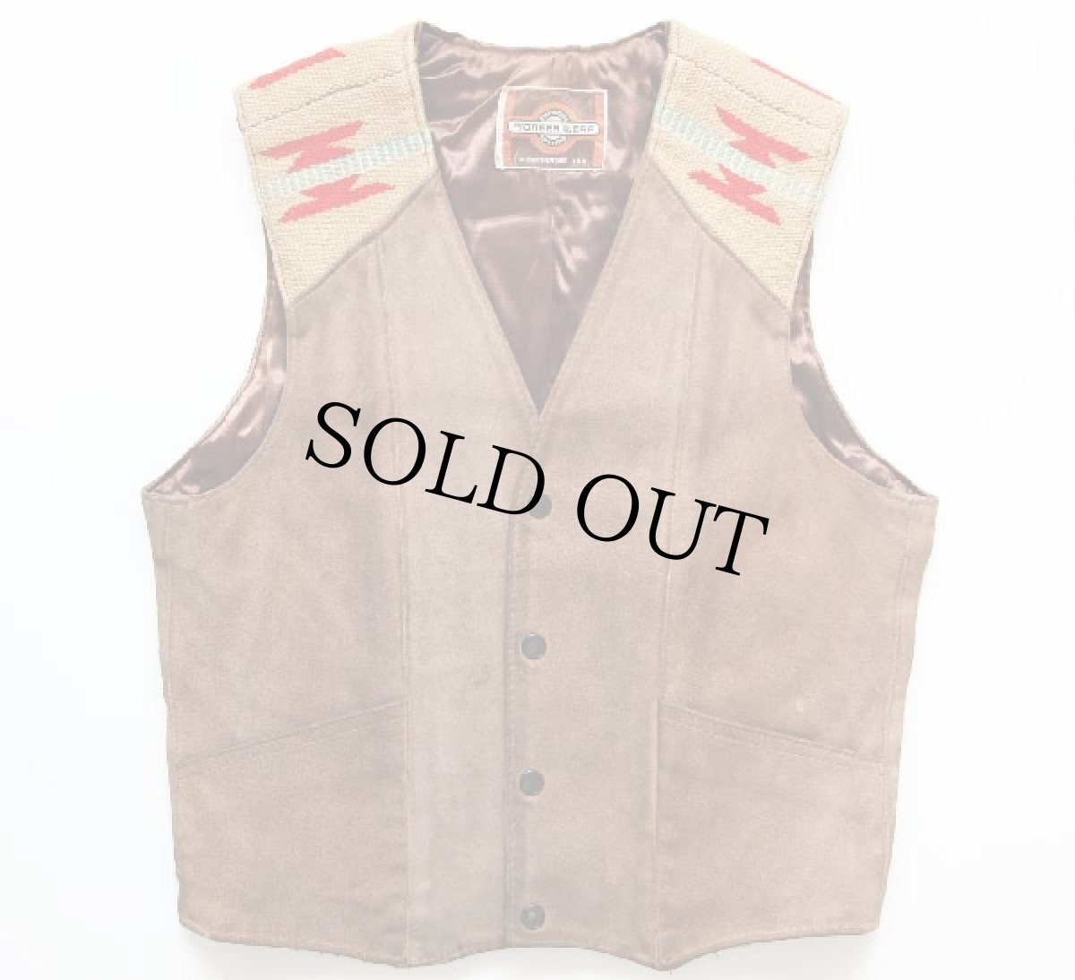 画像2: 70s PIONEER WEAR ネイティブ柄 チマヨ ラグ×レザーベスト (2)