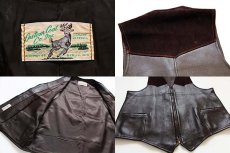 画像3: 70s Custom Coat ヨーク 切り替え ディアスキン レザーベスト 焦げ茶 (3)