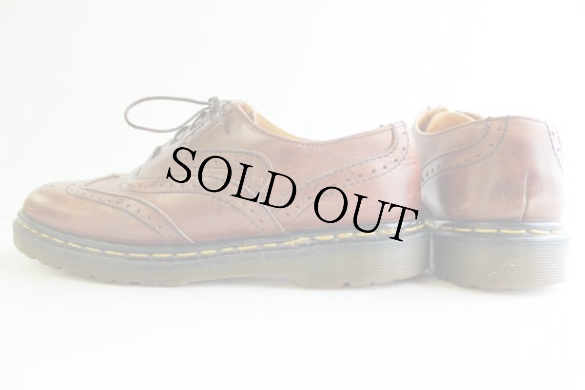 画像2: 英国製 DR.MARTENSドクターマーチン ウイングチップ レザーシューズ 茶 UK8 (2)