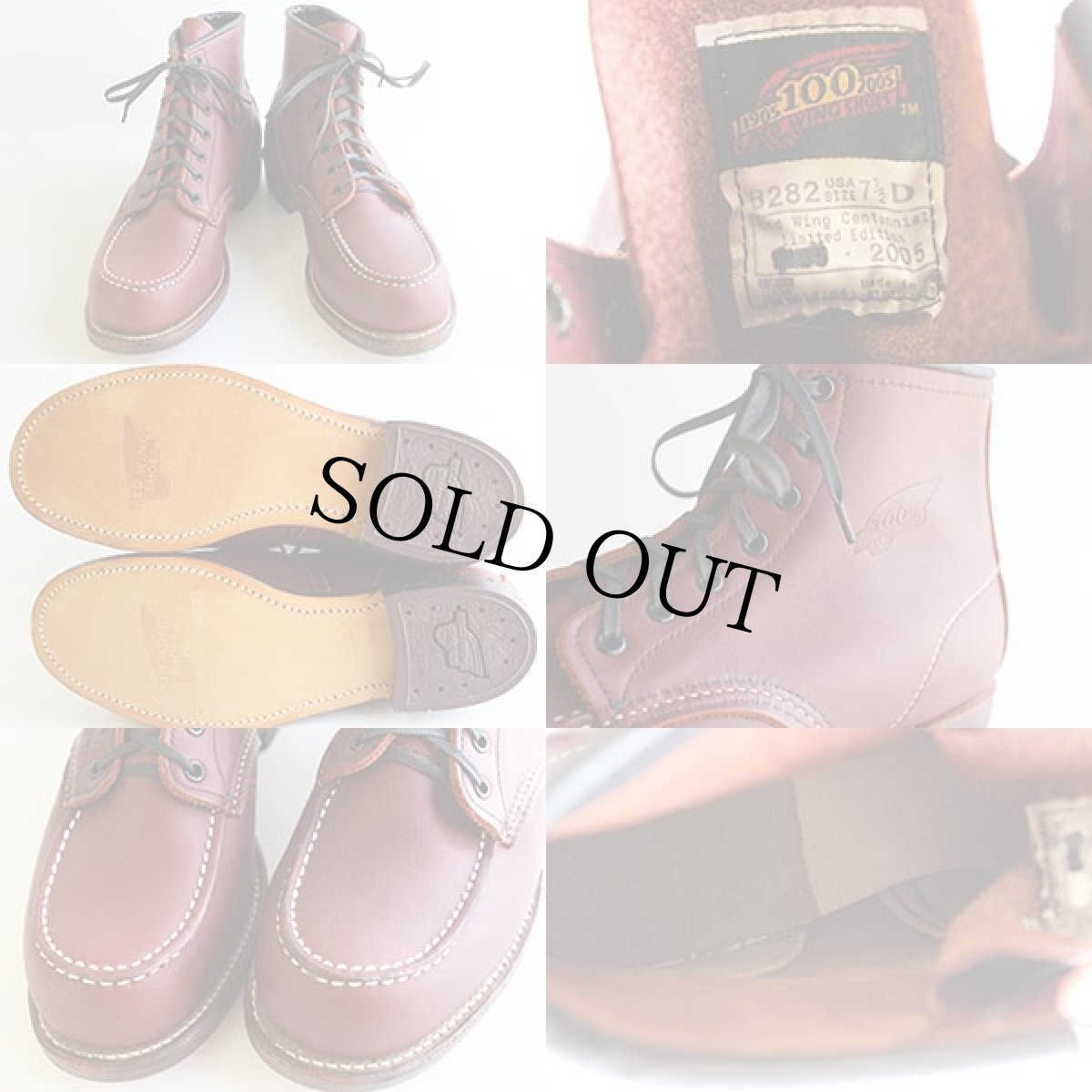 画像5: デッドストック★00s USA製 REDWINGレッドウイング 8282 100周年 ブーツ 赤茶 7.5D (5)