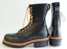 画像2: デッドストック★USA製 REDWINGレッドウイング 221 PT998 スチールトゥ ロガーブーツ 黒 8.5B (2)