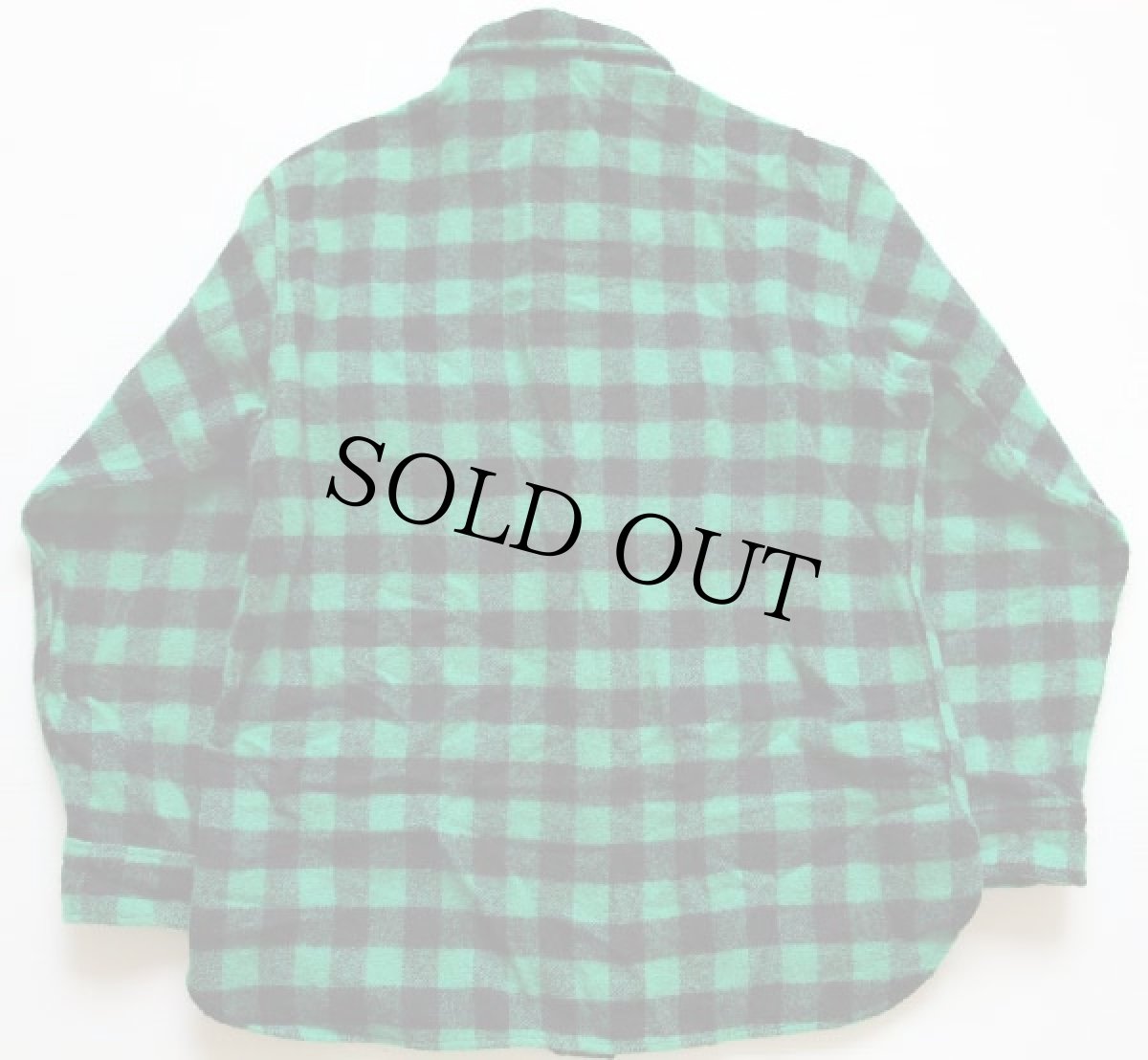 画像2: 80s USA製 Woolrichウールリッチ バッファローチェック ウールシャツ 緑×黒 L (2)