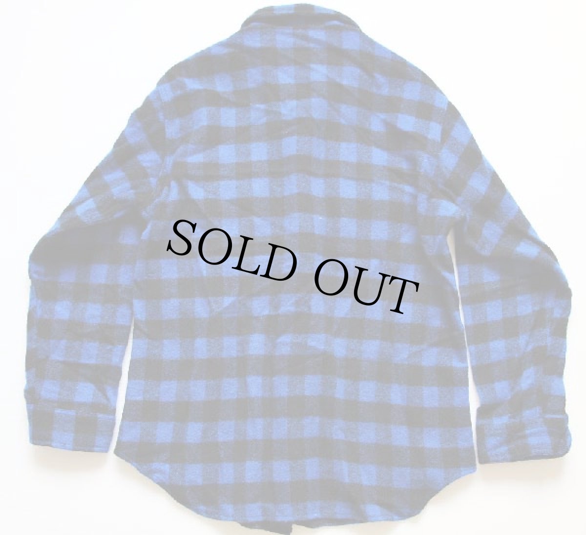 画像2: 90s USA製 Woolrichウールリッチ バッファローチェック ウールシャツ 青×黒 L (2)