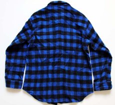 画像2: 90s USA製 Woolrichウールリッチ バッファローチェック ウールシャツ 青×黒 L (2)