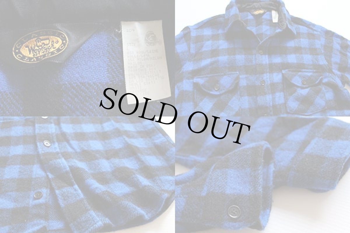 画像3: 90s USA製 Woolrichウールリッチ バッファローチェック ウールシャツ 青×黒 L (3)