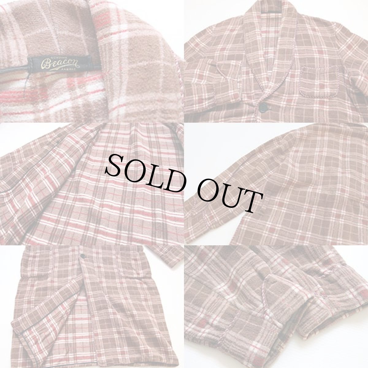 画像3: 40s Beaconビーコン チェック ショールカラー ブランケット ガウン (3)