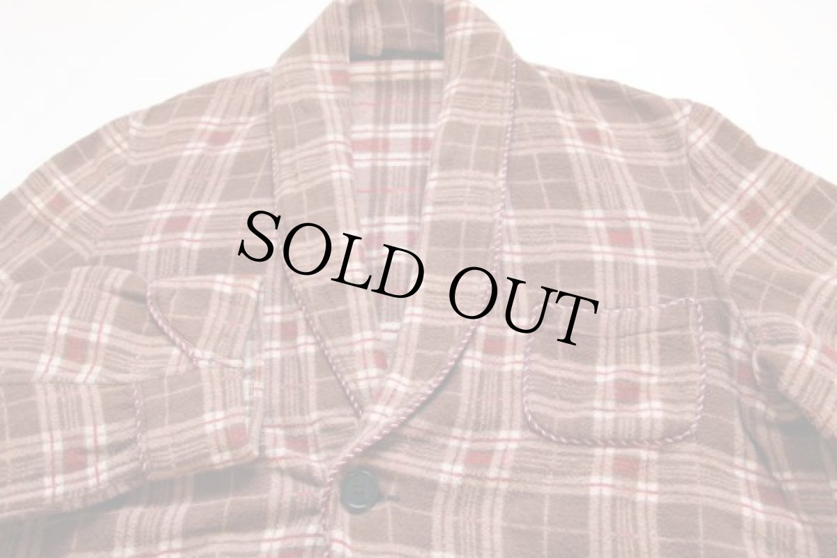 画像2: 40s Beaconビーコン チェック ショールカラー ブランケット ガウン (2)