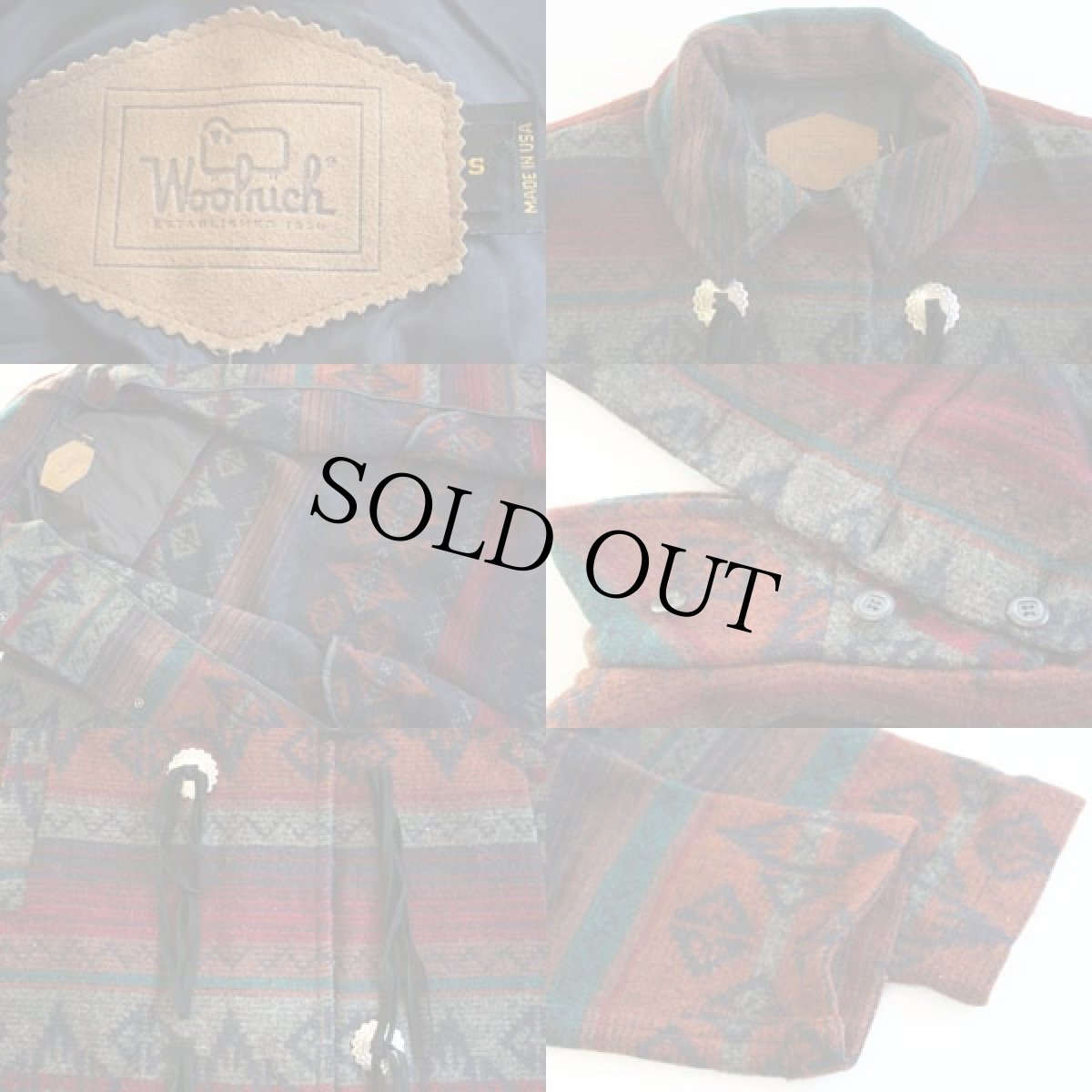 画像3: 90s USA製 Woolrichウールリッチ ネイティブ柄 ロング ウール ブランケット コート S (3)