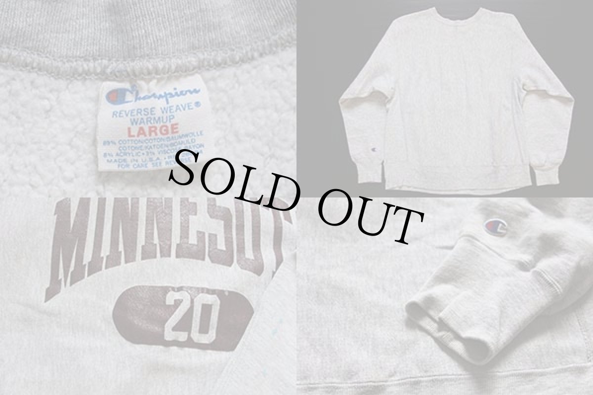 画像3: 80s USA製 Championチャンピオン MINNESOTA 20 リバースウィーブ スウェット 杢グレー L (3)