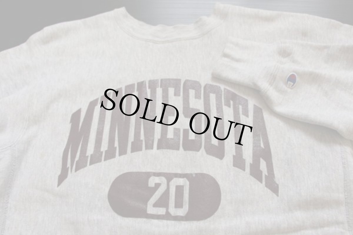 画像2: 80s USA製 Championチャンピオン MINNESOTA 20 リバースウィーブ スウェット 杢グレー L (2)