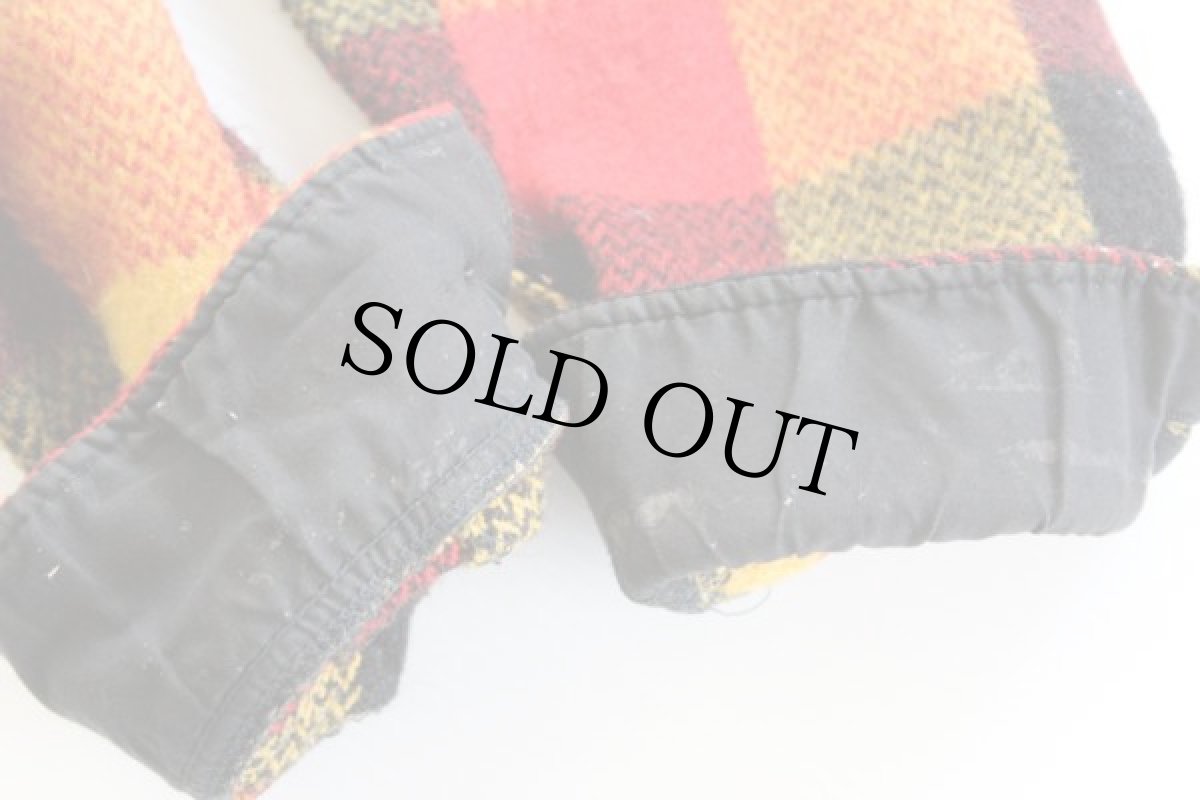 画像4: 70s melton チェック ウール シャツジャケット M (4)