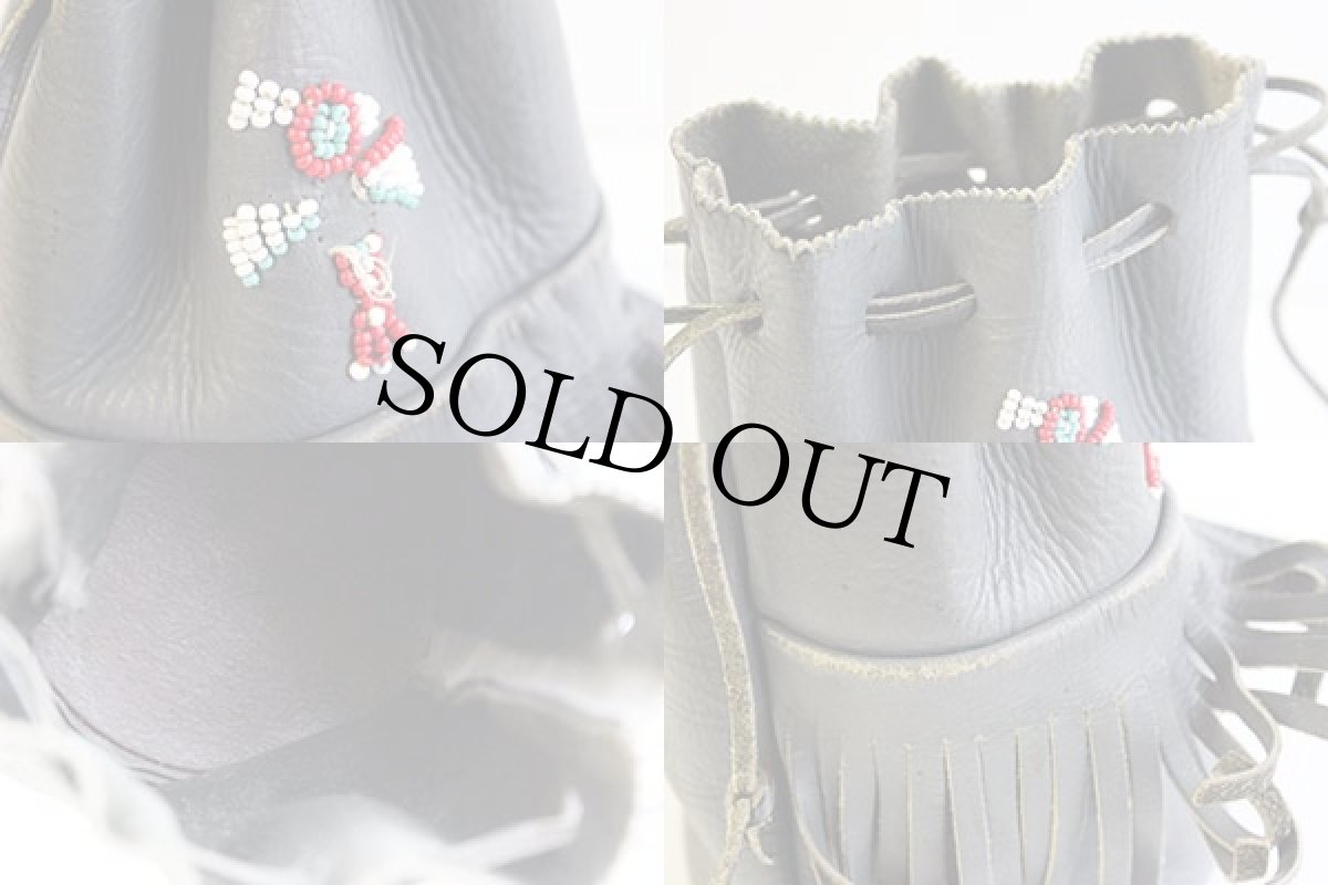 画像3: ビンテージ ビーズ刺繍 レザーポーチ (3)