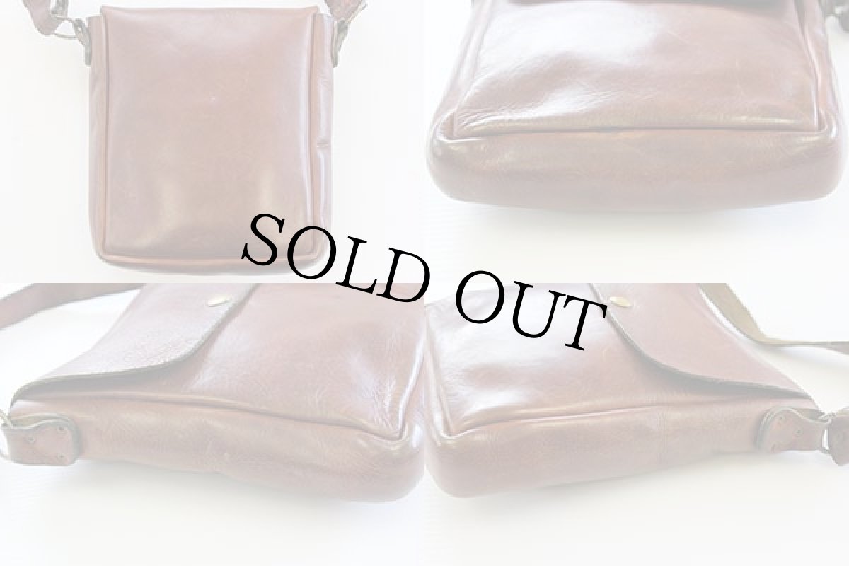 画像2: 70s レザー ショルダーバッグ 茶 (2)