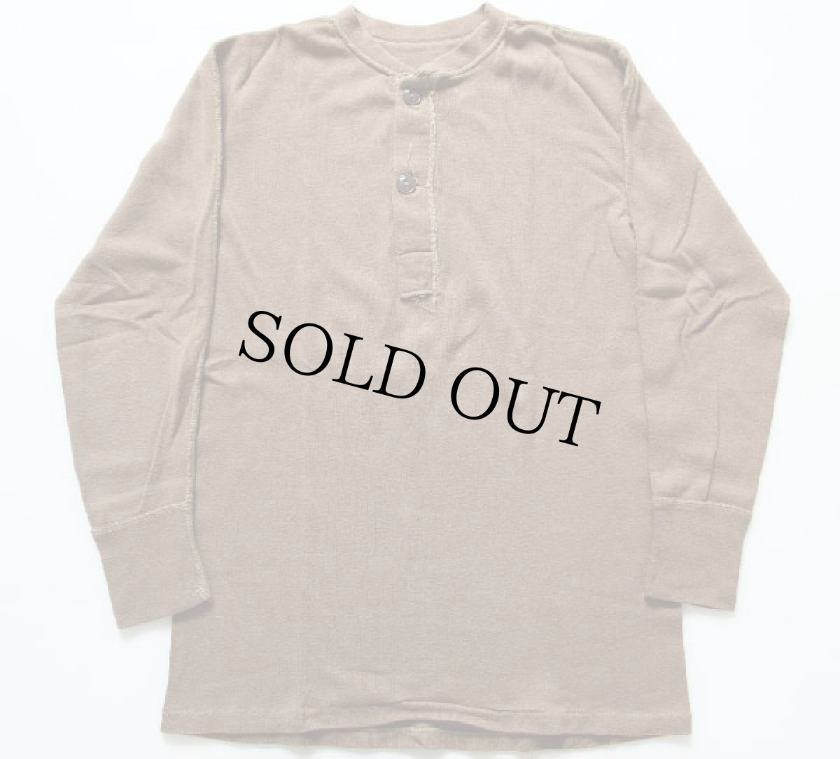 画像2: 80s 米軍 ヘンリーネック ウール×コットン アンダーシャツ ブラウン M (2)