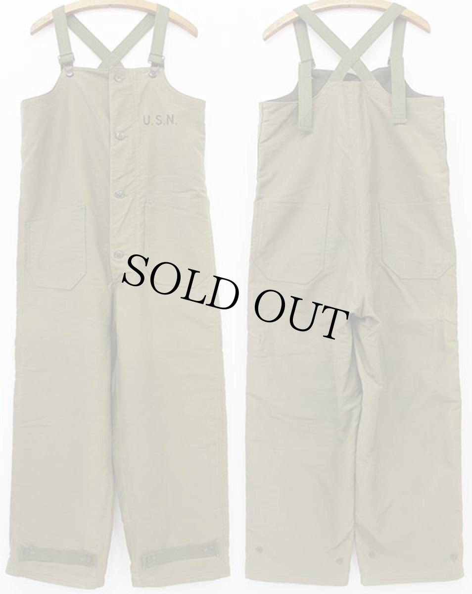 画像2: デッドストック★40s 米軍 U.S.NAVY N-1 デッキパンツ オリーブドラブ S★オーバーオール (2)