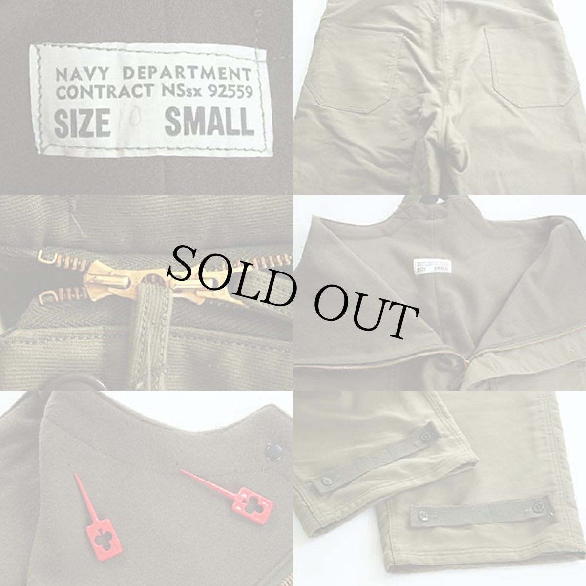 画像3: デッドストック★40s 米軍 U.S.NAVY N-1 デッキパンツ オリーブドラブ S★オーバーオール (3)