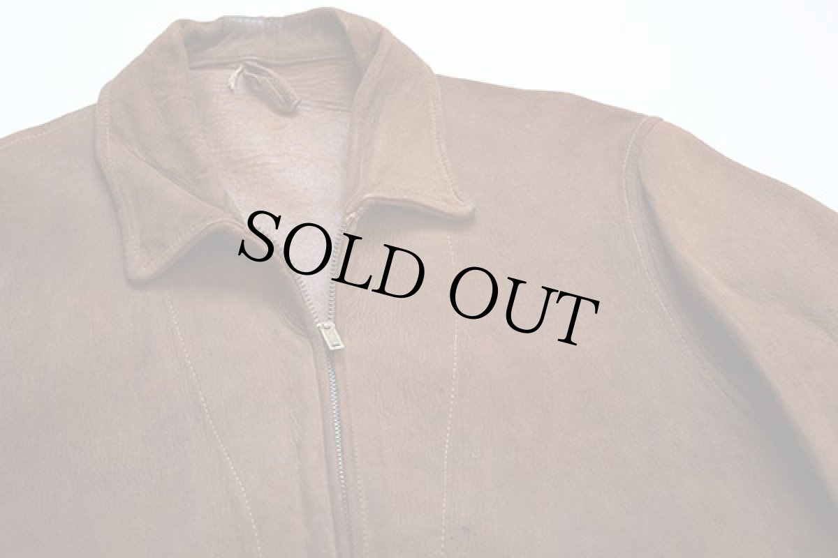 画像4: 30s Shophouse Outdoor Garments ハトメ 針抜きリブ ディアスキン スポーツジャケット (4)