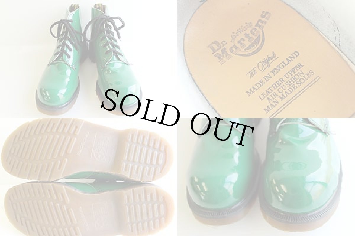 画像3: 英国製 DR.MARTENSドクターマーチン 6ホールブーツ パテント 緑 UK7 (3)