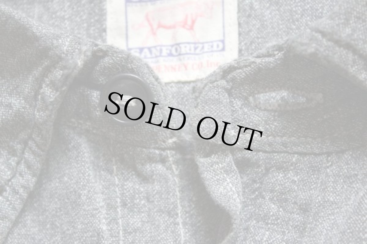 画像4: 40s J.C.PENNEY OX-HIDE ブラックシャンブレーシャツ (4)