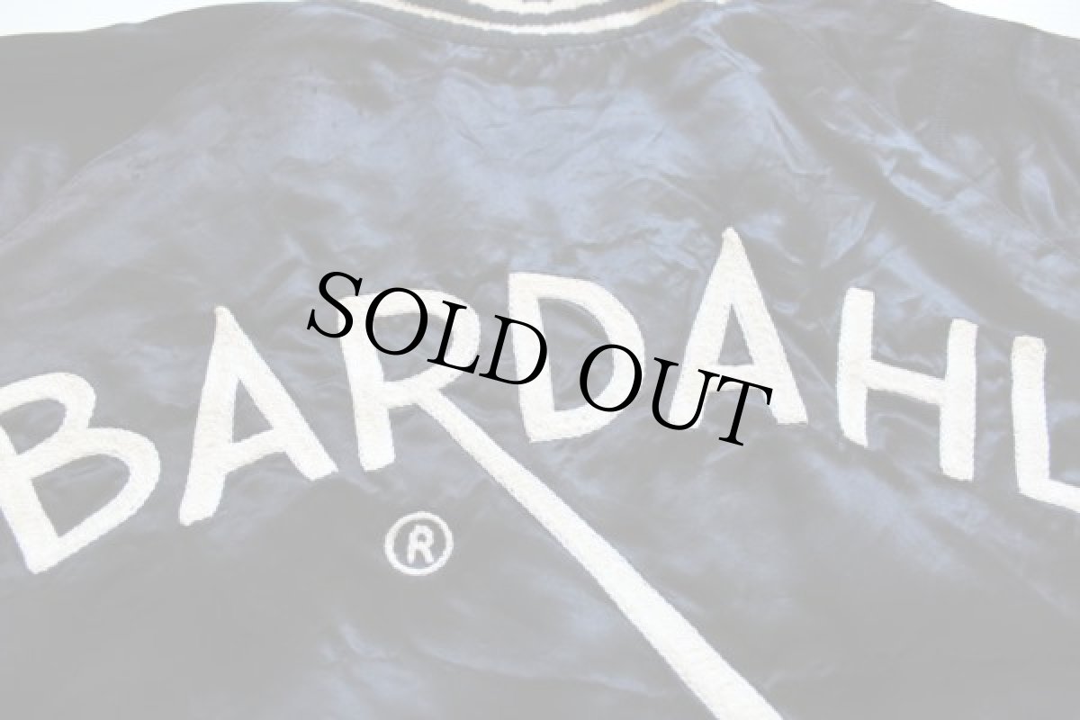 画像3: 60s BARDAHL チェーン刺繍&パッチ付き 針抜きリブ サテンジャケット 黒 (3)