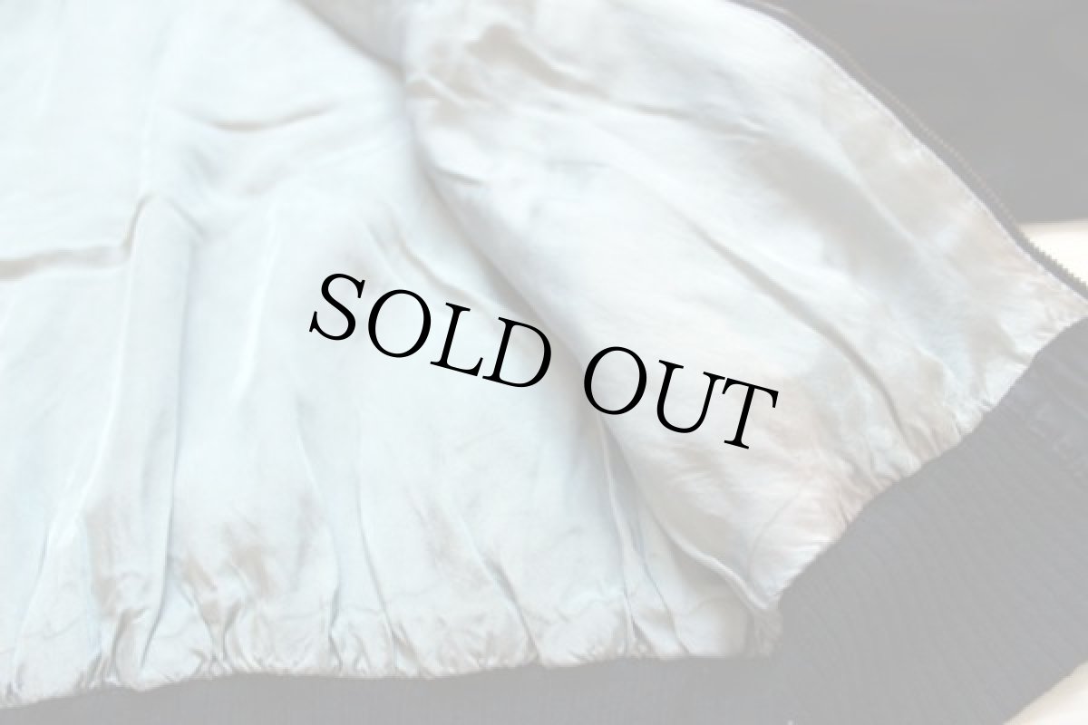 画像5: 60s BARDAHL チェーン刺繍&パッチ付き 針抜きリブ サテンジャケット 黒 (5)