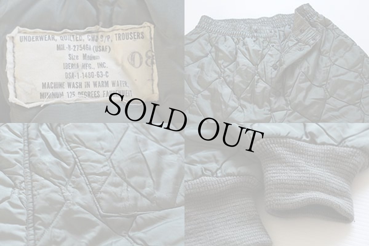 画像3: 60s 米軍 USAF CWU-9/P ナイロン キルティング ライナーパンツ 初期型 セージグリーン M (3)