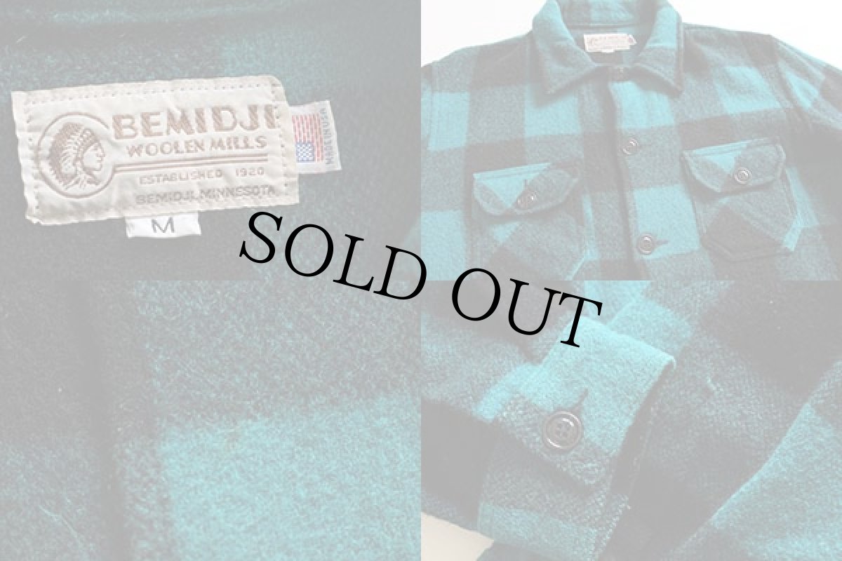 画像3: USA製 BEMIDJIベミジ バッファローチェック ウール シャツジャケット 青×黒 (3)