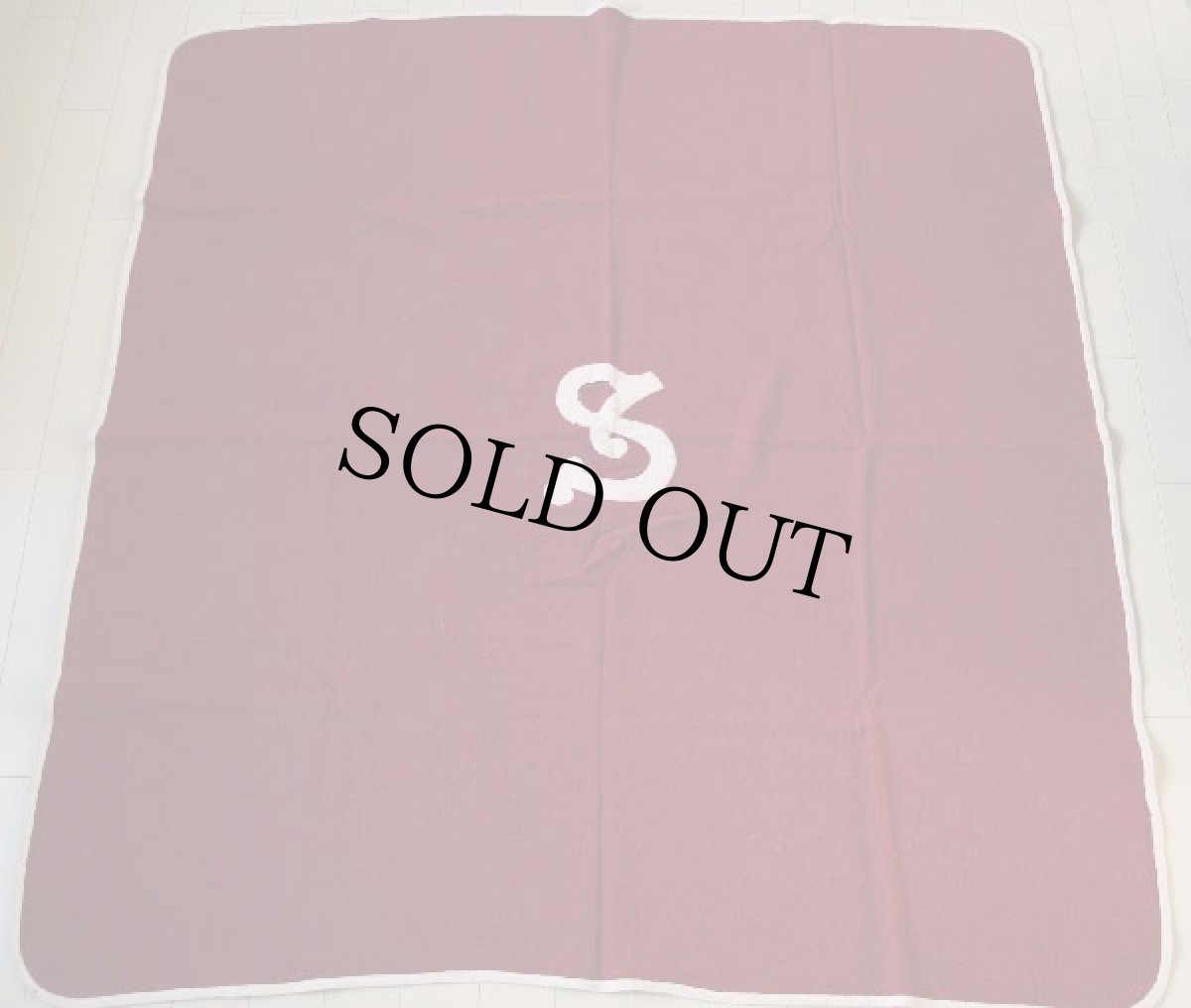 画像2: ビンテージ フェルトパッチ ウール ブランケット 赤 (2)