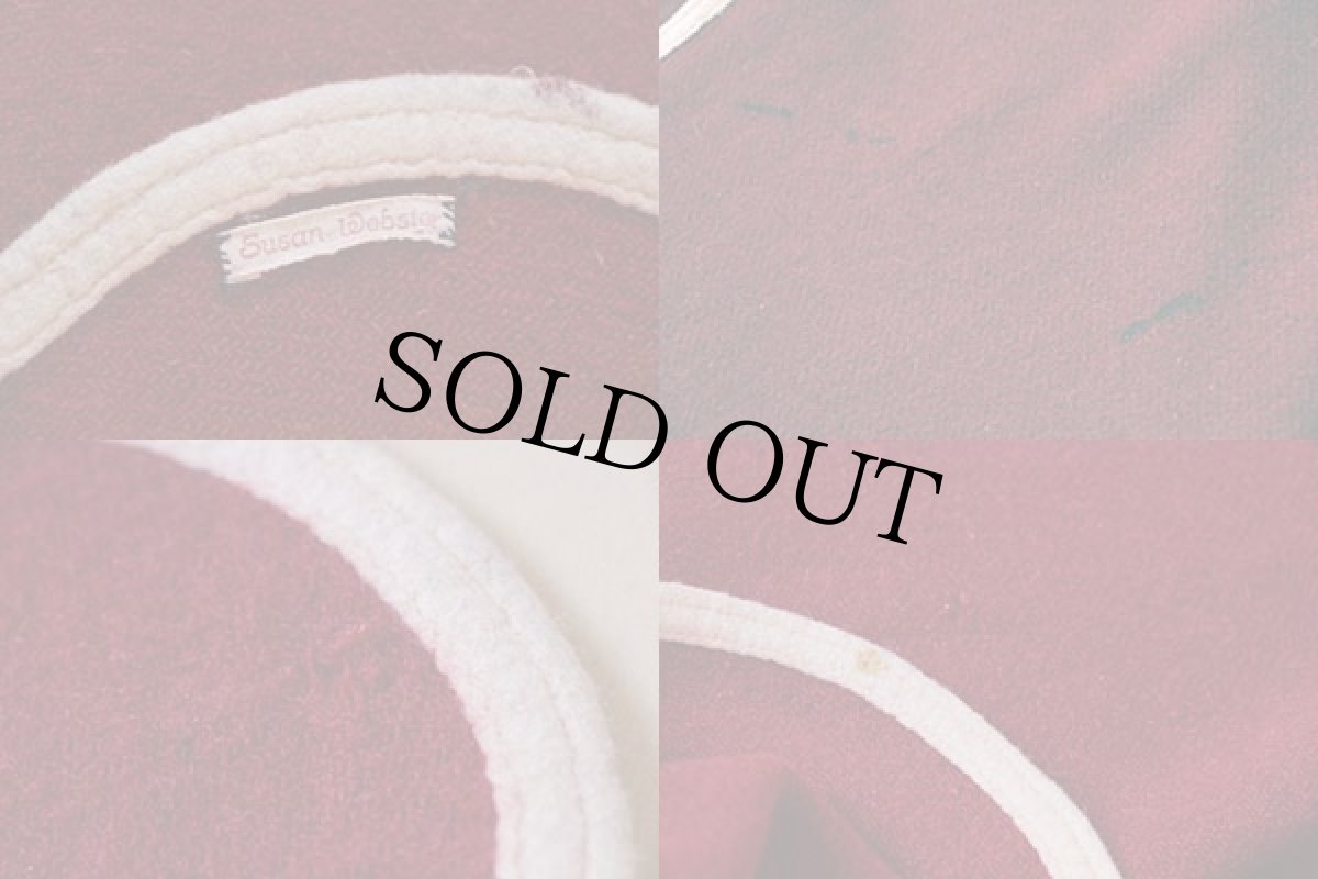 画像4: ビンテージ フェルトパッチ ウール ブランケット 赤 (4)