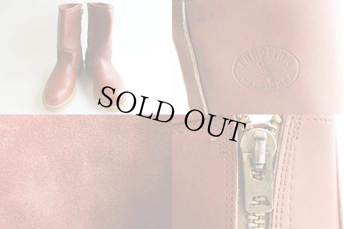 画像4: 80s USA製 CAROLINAキャロライナ サイドジップ ペコスブーツ 8 (4)