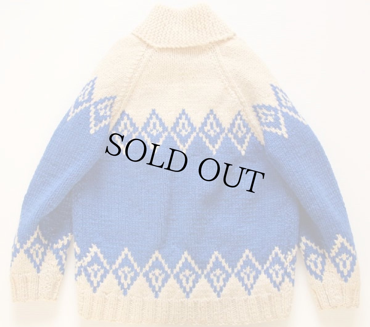 画像2: 60s ダイヤ柄  ウール カウチンセーター (2)