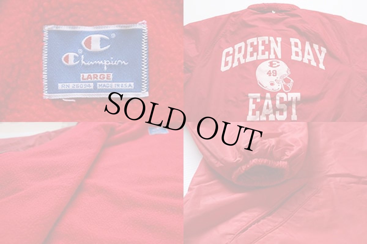 画像3: 90s USA製 Championチャンピオン RED DEVILS FOOTBALL ボアライナー ナイロンジャケット 赤 L (3)